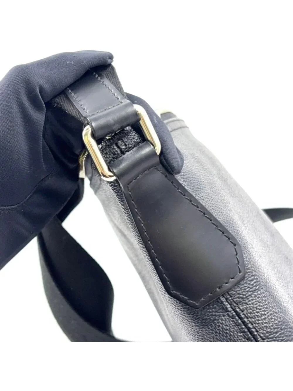 Louis Vuitton Mick PM Damier Graphite Leather Black Shoulder Bag Silver